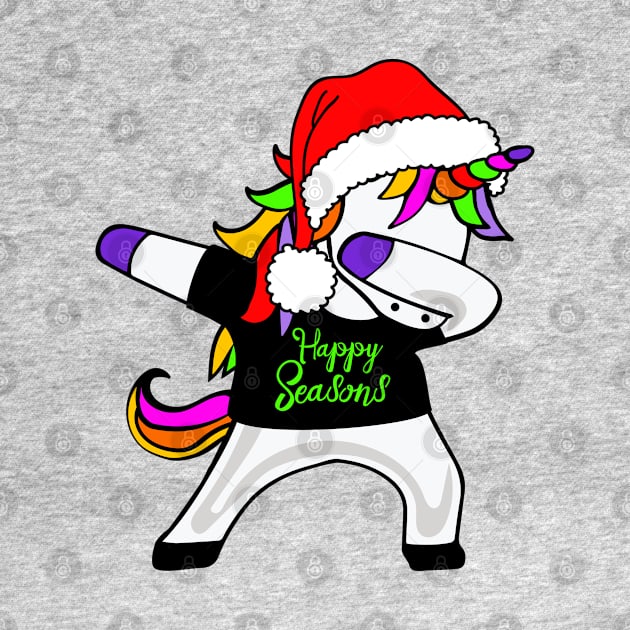 Happy Seasons - Dabbing Unicorn With Santa Claus Hat 1 by EDDArt